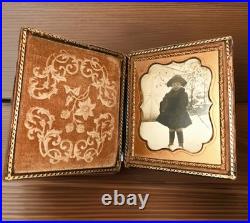 Antique Daguerreotype Photograph Adorable Little Girl Sweet & Spooky Barn! F/S