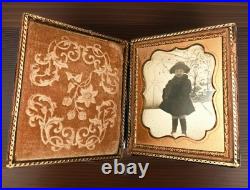 Antique Daguerreotype Photograph Adorable Little Girl Sweet & Spooky Barn! F/S