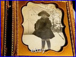 Antique Daguerreotype Photograph Adorable Little Girl Sweet & Spooky Barn! F/S