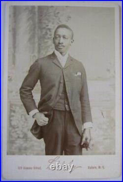 Antique Dignified African American Gentleman Cabinet Card Photograph Auburn, NY