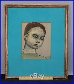 Antique Early 20thC Expressionist Josef Presser Painting Black American Boy, NR