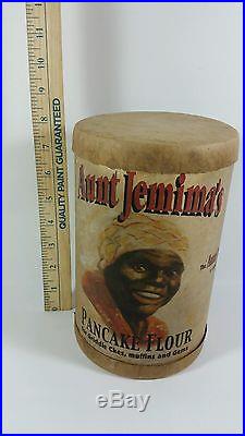 Antique Early Aunt Jemima Pancake Flour Paper Canister Tube Black Americana 8.5