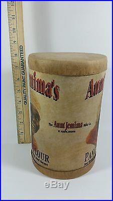 Antique Early Aunt Jemima Pancake Flour Paper Canister Tube Black Americana 8.5