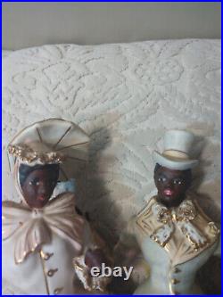 Antique Elegant Black Americana German Porcelain Figurine Scene Man Woman GREAT