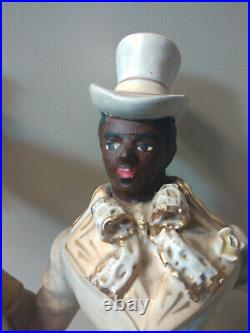 Antique Elegant Black Americana German Porcelain Figurine Scene Man Woman GREAT