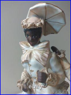 Antique Elegant Black Americana German Porcelain Figurine Scene Man Woman GREAT