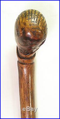 Antique Folk Art Carved Black Man/Black Americana Folk Art Cane-Walking Stick