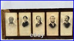 Antique Framed Panoramic Family Photograph Father Mother and 9 Sons, Howell, MI