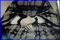 Antique Full Plate Tintype YOUNG WOMAN Gold Jewelry Brooch Earrings Plaid Dress