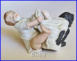 Antique GERMAN BISQUE Porcelain SCHAFER VATER Potty BOYS Figure BLACK AMERICANA