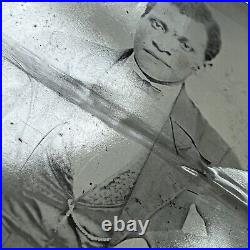 Antique Half Plate Tintype Photograph Handsome Young Black African American Man