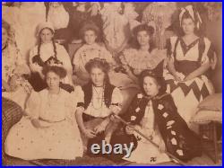 Antique Halloween photo photograph with pumpkins all girls in a sorority group