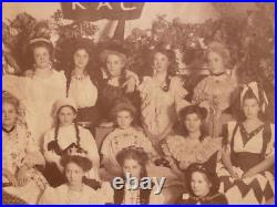 Antique Halloween photo photograph with pumpkins all girls in a sorority group