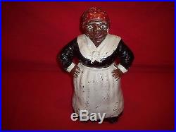 Antique Hubley 12 Mammy Door Stop Great Original Paint