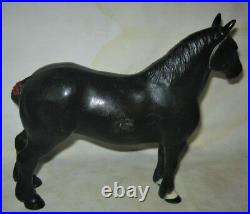 Antique Hubley Black Percheron Cast Iron Work Horse Art Statue Door Doorstop