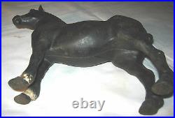 Antique Hubley Black Percheron Country Farm Draft Work Horse Cast Iron Doorstop