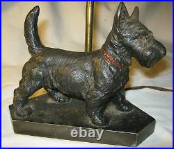 Antique Hubley Black Scottish Terrier Dog Doorstop Cast Iron Art Lamp Toy Shade