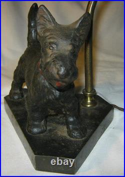 Antique Hubley Black Scottish Terrier Dog Doorstop Cast Iron Art Lamp Toy Shade