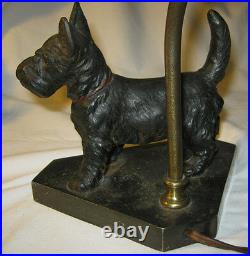 Antique Hubley Black Scottish Terrier Dog Doorstop Cast Iron Art Lamp Toy Shade