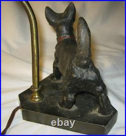 Antique Hubley Black Scottish Terrier Dog Doorstop Cast Iron Art Lamp Toy Shade