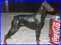 Antique Hubley Doberman Pinscher Cast Iron Dog Doorstop Statue Art Sculpture