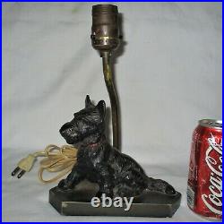 Antique Hubley Toy Black Scottish Terrier Dog Doorstop Cast Iron Lamp No Shade