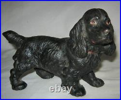 Antique Hubley USA Solid Cast Iron Black Cocker Spaniel Toy Dog Statue Doorstop