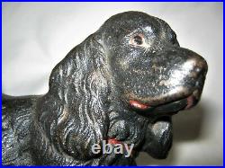 Antique Hubley USA Solid Cast Iron Black Cocker Spaniel Toy Dog Statue Doorstop