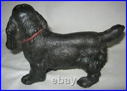Antique Hubley USA Solid Cast Iron Black Cocker Spaniel Toy Dog Statue Doorstop