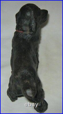 Antique Hubley USA Solid Cast Iron Black Cocker Spaniel Toy Dog Statue Doorstop