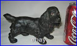 Antique Hubley USA Solid Cast Iron Black Cocker Spaniel Toy Dog Statue Doorstop