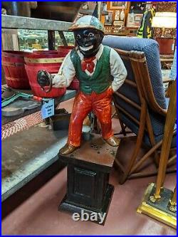 Antique JOCKO Cast Iron Lawn Jockey BLACK AMERICANA 37.5 Faithful Groomsman