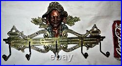 Antique Judd USA Black Boy Wall Art Cast Iron Key Tie Leash Hook Rack Holder Toy