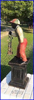 Antique Large Cast Iron Lawn Jockey/ Hitching Post Jocko 1860s Style