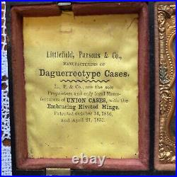 Antique Littlefiel & Parsons & Co Union Tin Case With Four Daguerreotypes. Rare