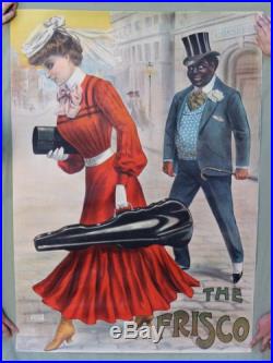 Antique Louis Galice Black Americana Vaudeville Lithograph Poster, The Frisco NR