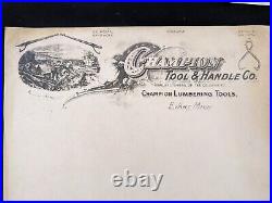 Antique MICHIGAN LOGGING Photograph & Letterhead Lot Champion Tool Lumber