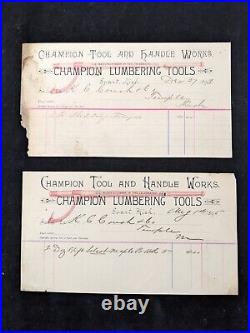 Antique MICHIGAN LOGGING Photograph & Letterhead Lot Champion Tool Lumber