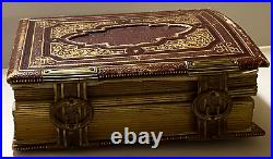 Antique MID 1800's Photo Album Leather Brass Gold Embossed 45 Photos Oberlin Oh