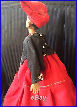 Antique Marie Laveau Black Americana Stockinette Display Doll Handmade Folk Art