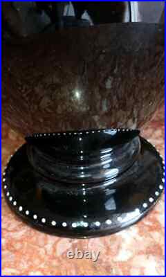 Antique Mary Gregory Black Urn with Lid, XIX C