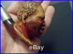 Antique Meerschaum Pipe Hand Carved Black Americana