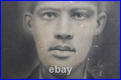 Antique Mid 1800's Crayon Portrait African American Black Americana Man & Son