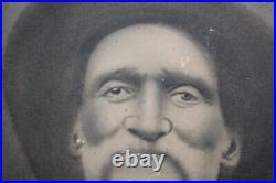 Antique Mid 1800's Crayon Portrait African American Black Americana Man & Son