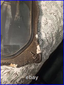 Antique Original African American Gentleman In Original Guilt Frame 18 1/2 × 12