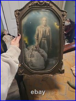 Antique Original African American Gentleman In Original Guilt Frame 18 1/2 × 12