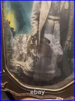 Antique Original African American Gentleman In Original Guilt Frame 18 1/2 × 12
