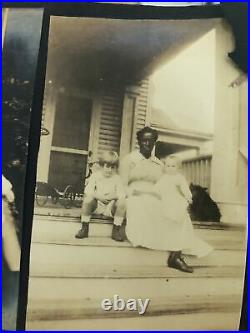 Antique Original Photo White Children Black Nanny / Black Americana c1900 Album