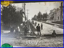 Antique Panoramic Photo Mansfield Ohio Schwan Studio Paving Street Crew 24 x 8