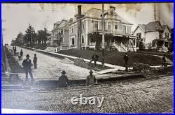 Antique Panoramic Photo Mansfield Ohio Schwan Studio Paving Street Crew 24 x 8